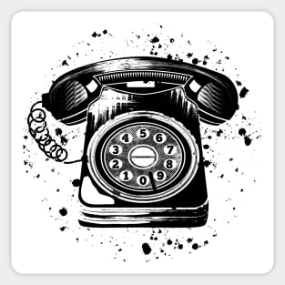 Black and white retro telephone Sticker